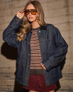 Country Estate Denim Contrast Corduory Collar Jacket