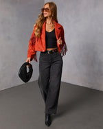 Evening Ember Fringe Suede Jacket