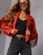 Evening Ember Fringe Suede Jacket