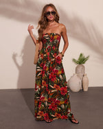 Black Multi % Markey Abstract Strapless Jumpsuit-5