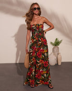 Black Multi % Markey Abstract Strapless Jumpsuit-1