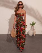 Black Multi % Markey Abstract Strapless Jumpsuit-6
