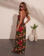 Black Multi % Markey Abstract Strapless Jumpsuit-4