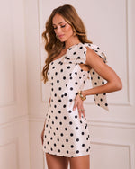 Icon Loading One Shoulder Polka Dot Mini Dress