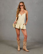Western Bloom Cotton Twill Floral Print Romper