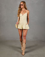 Western Bloom Cotton Twill Floral Print Romper