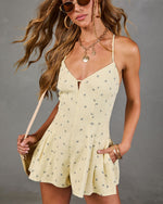 Western Bloom Cotton Twill Floral Print Romper