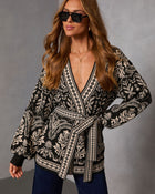 Stelora Abstract Wrap Tie Cardigan