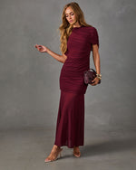 Darling Dreams Ruched Mesh Maxi Dress