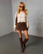 Spice Lane Belted Faux Suede Mini Skort