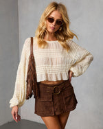 Spice Lane Belted Faux Suede Mini Skort