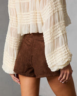 Spice Lane Belted Faux Suede Mini Skort