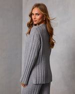 Heather Grey % Homebody Hour Ribbed Knit Sweater-4