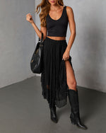 Moonthread Lace Darted Hem Midi Skirt