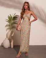 Clarise Floral Cut Out Halter Neck Maxi Dress