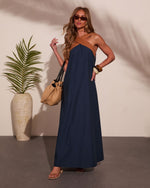 Barefoot Belle Cotton Contrast Halter Neck Maxi Dress