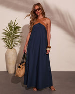 Barefoot Belle Cotton Contrast Halter Neck Maxi Dress