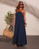 Barefoot Belle Cotton Contrast Halter Neck Maxi Dress