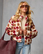 Morning Bloom Printed Sherpa Jacket