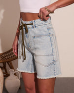 Saylin Drawstring Mid Rise Denim Shorts