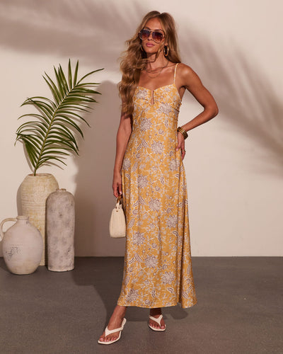 Honey Breeze Floral Maxi Dress in Yellow