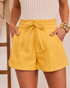 Sunflare Tropics Pleated Twill Drawstring Shorts