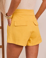 Sunflare Tropics Pleated Twill Drawstring Shorts
