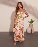 Tropic Mood Strapless Floral Print Maxi Dress