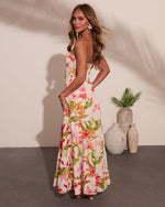 Tropic Mood Strapless Floral Print Maxi Dress