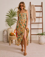 Ocean Light Tropical Print Maxi Dress