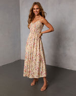 Fresh Fem Printed Sweetheart Maxi Dress