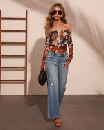 Bloom Theory Floral Mesh Off the Shoulder Bodysuit