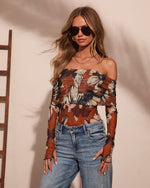 Bloom Theory Floral Mesh Off the Shoulder Bodysuit