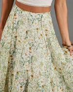 Adilene Pleated Floral Print Midi Skirt