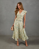 Adilene Pleated Floral Print Midi Skirt