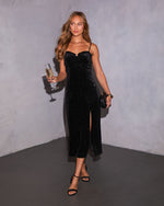 Emara Embellished Velvet Midi Dress