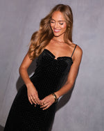 Emara Embellished Velvet Midi Dress