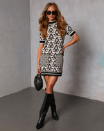Orosine Abstract Mini Sweater Dress