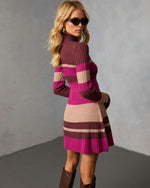 Noeme Striped Mock Neck Knit Mini Dress