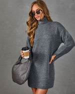 Dinner Ready Knit Turtleneck Mini Dress