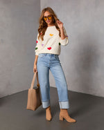 Daily Heartbeat Multicolor Heart Print Sweater