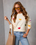 Daily Heartbeat Multicolor Heart Print Sweater