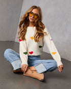 Daily Heartbeat Multicolor Heart Print Sweater
