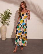 Sunset Reservation Abstract Print Maxi Dress
