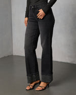 Elaniah Super Stretch Wide Leg Embellished Cuff Jeans