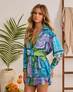 Blue Bandana % Muse Button Down Shirt Dress-3