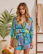 Blue Bandana % Muse Button Down Shirt Dress-1