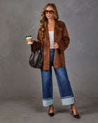 Autumn Story Faux Suede Wrap Tie Trench Coat