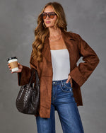 Autumn Story Faux Suede Wrap Tie Trench Coat