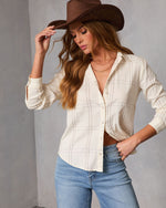 Eliane Windowpane Plaid Button Down Top